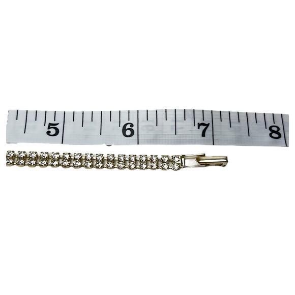 Rhinestone Tennis Bracelets Lot Of 2 Clear Sparkle Silver Tone Classic - Picture 9 of 9